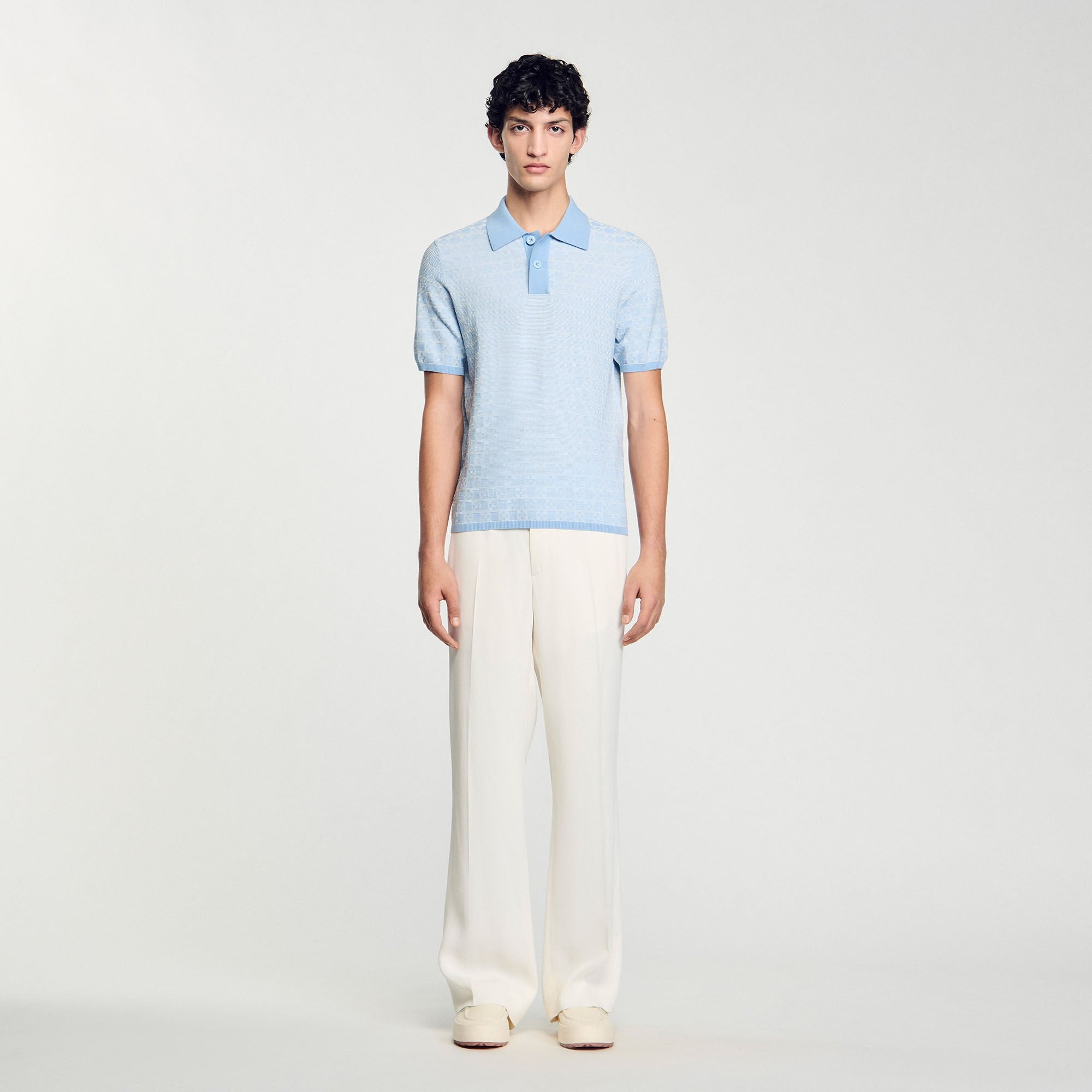 Square Cross polo shirt Blue Sky Sandro Men