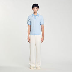 Square Cross polo shirt Blue Sky Sandro Men