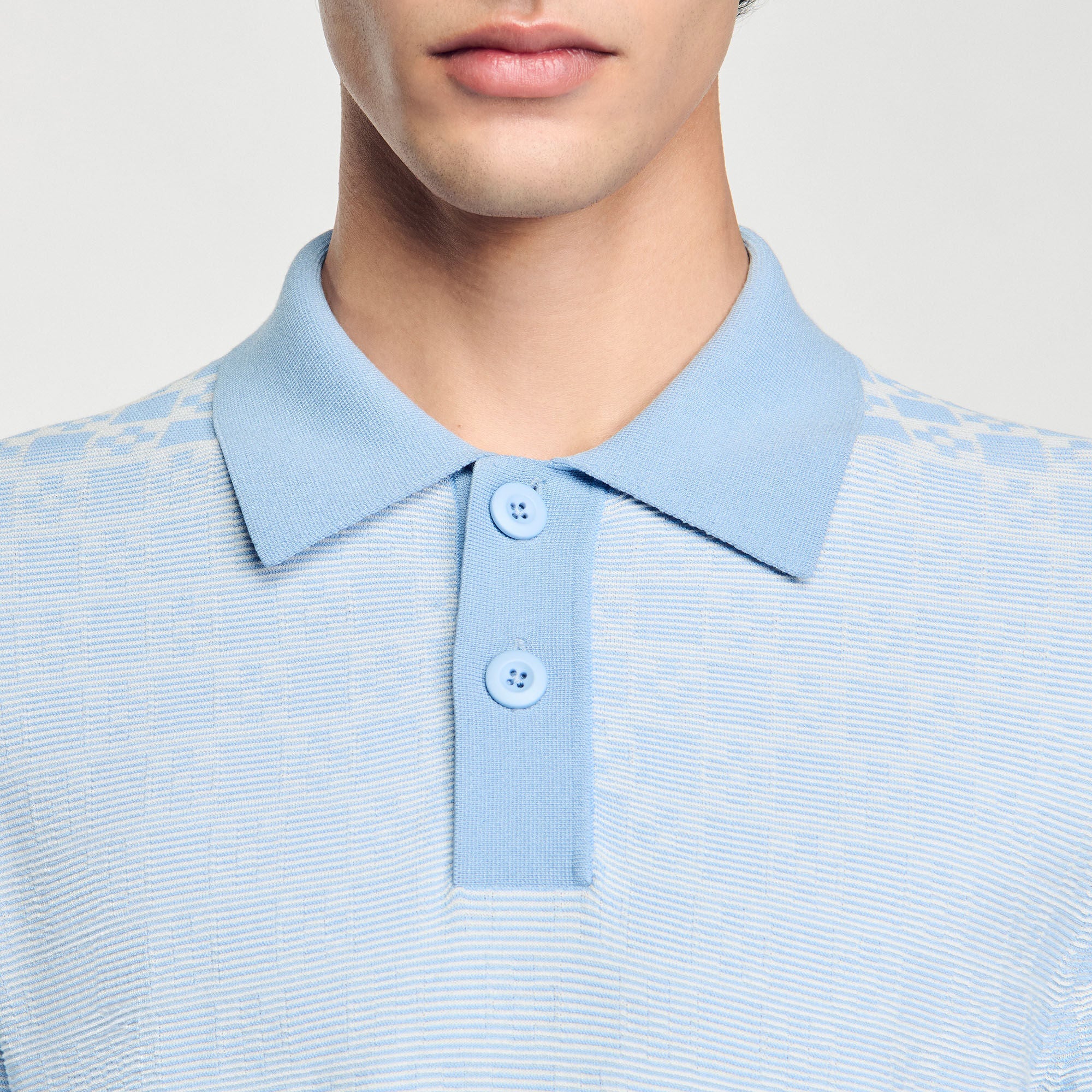 Square Cross polo shirt Blue Sky Sandro Men