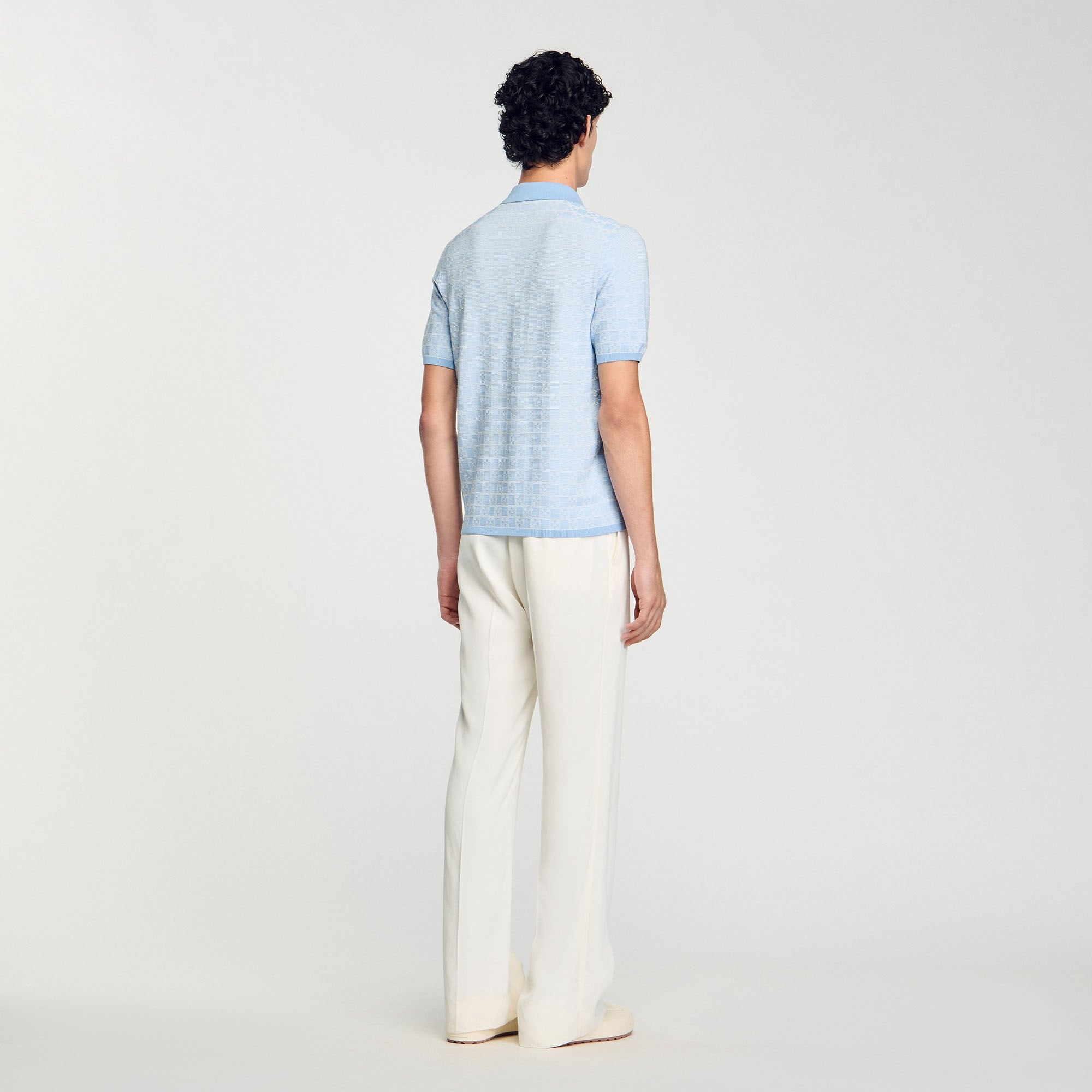 Square Cross polo shirt Blue Sky Sandro Men