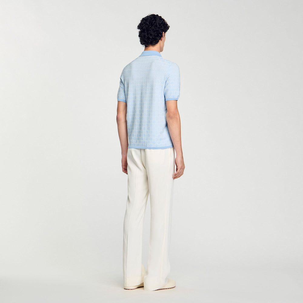 Square Cross polo shirt Blue Sky Sandro Men