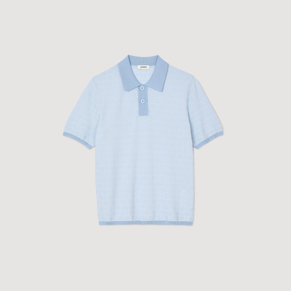 Square Cross polo shirt Blue Sky Sandro Men