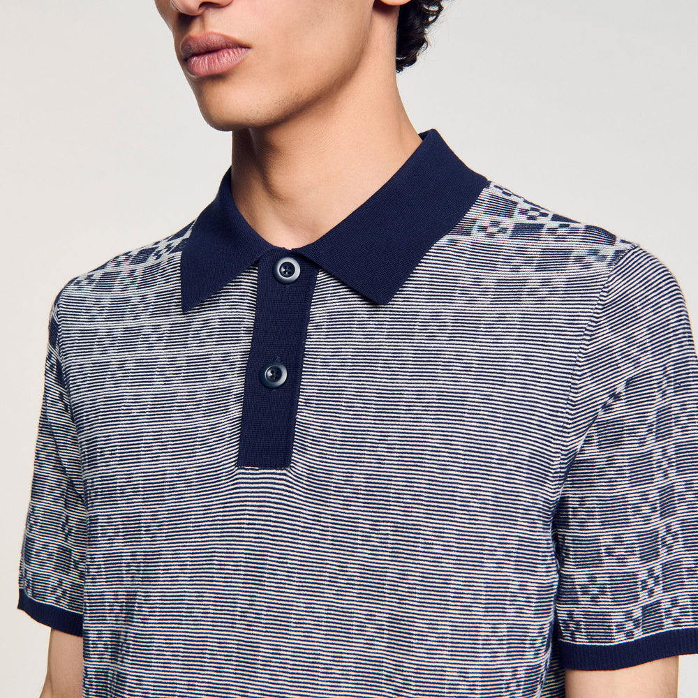 Square Cross polo shirt Navy Blue Sandro Men