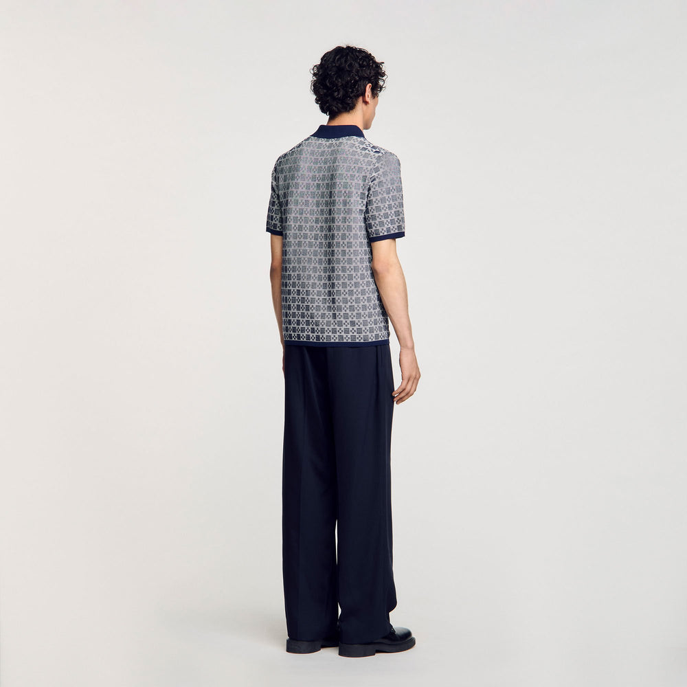 Square Cross polo shirt Navy Blue Sandro Men