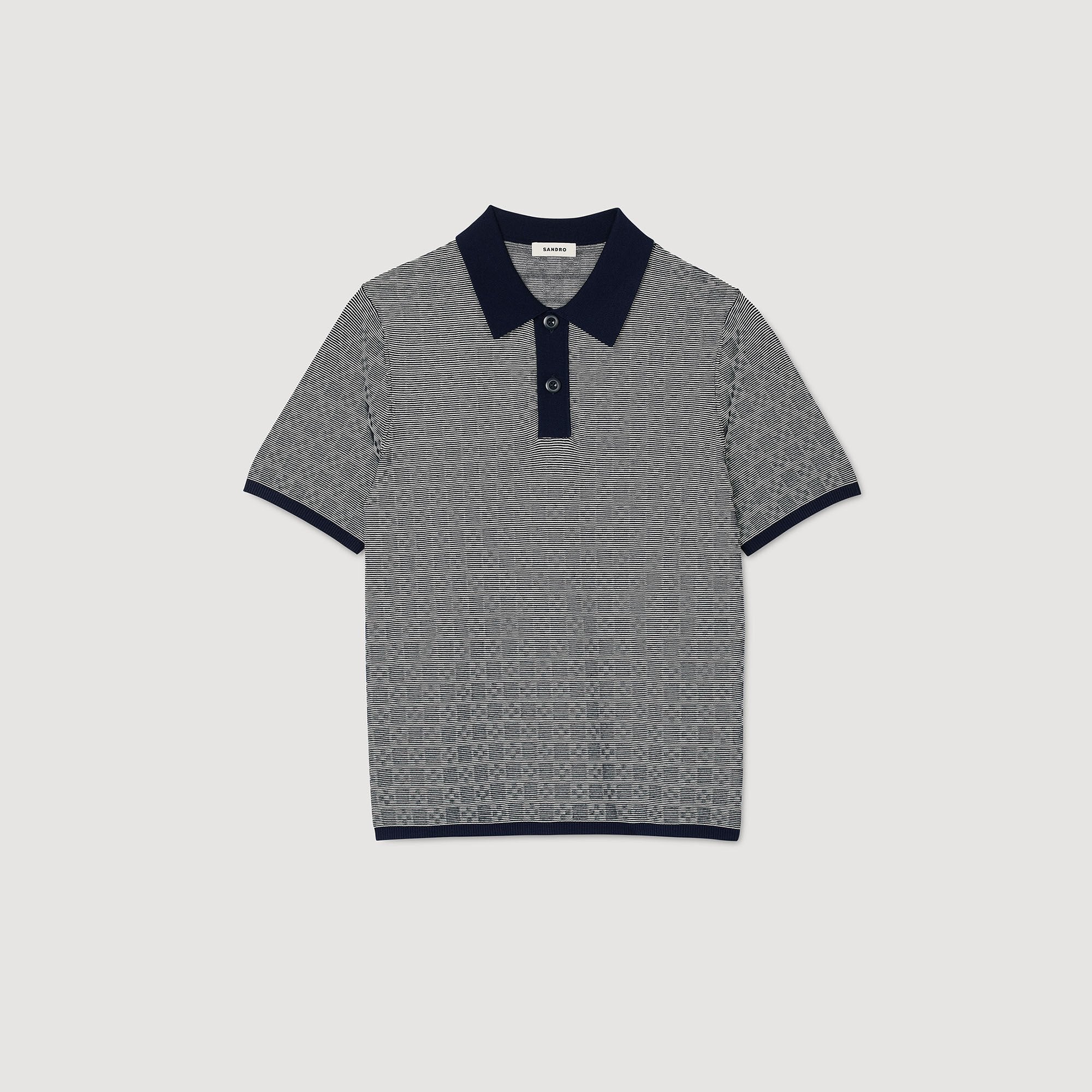 Square Cross polo shirt Navy Blue Sandro Men