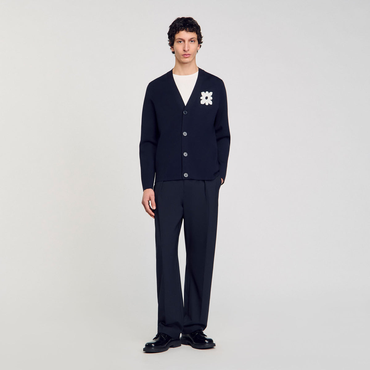 Cardigan with flower detail Navy Blue Sandro Men