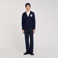 Cardigan with flower detail Navy Blue Sandro Men