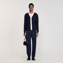 Cardigan with patches Navy Blue Sandro Men