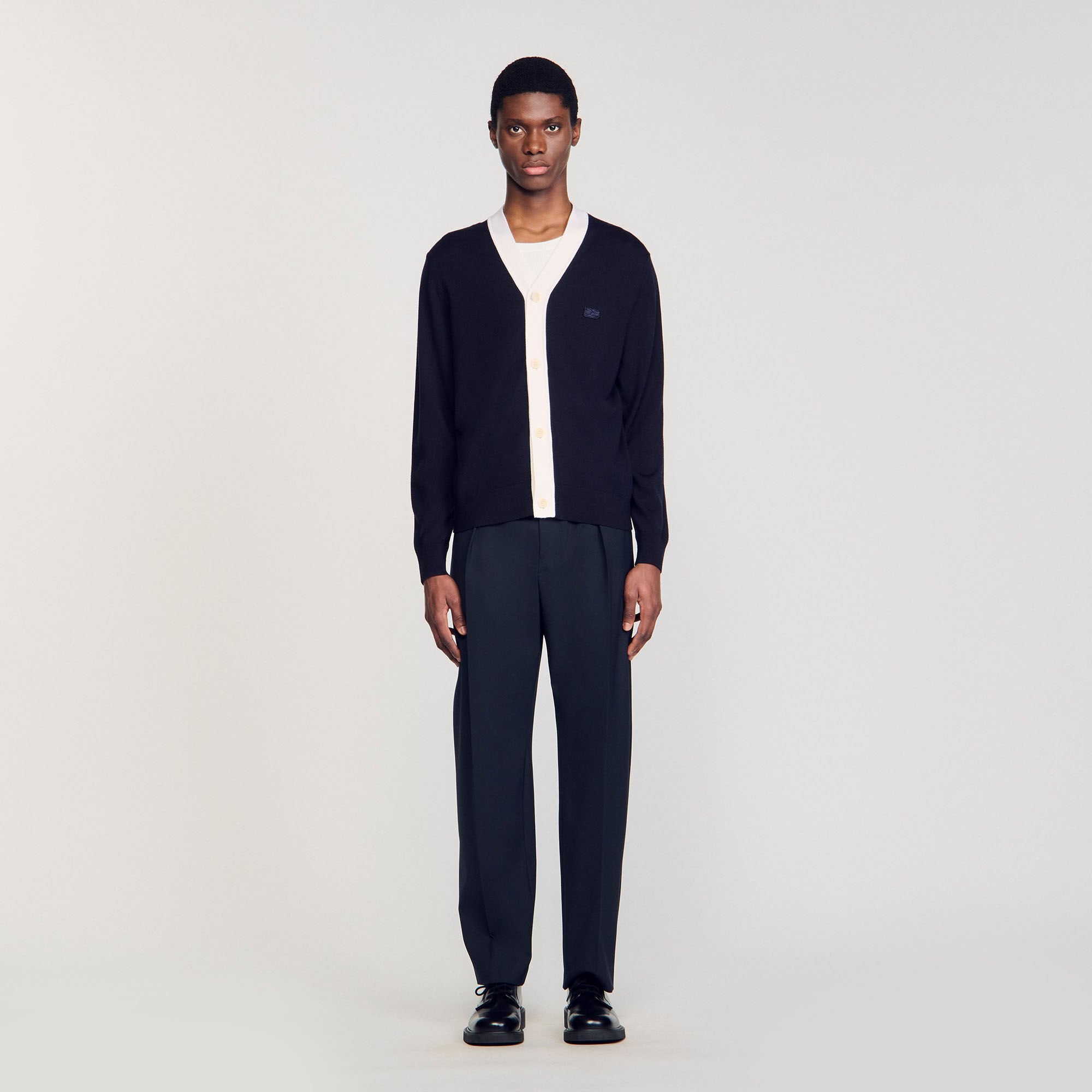 Cardigan with patches Navy Blue Sandro Men