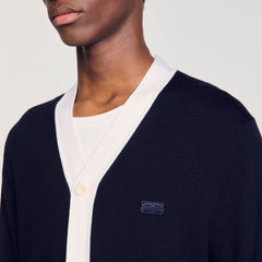 Cardigan with patches Navy Blue Sandro Men