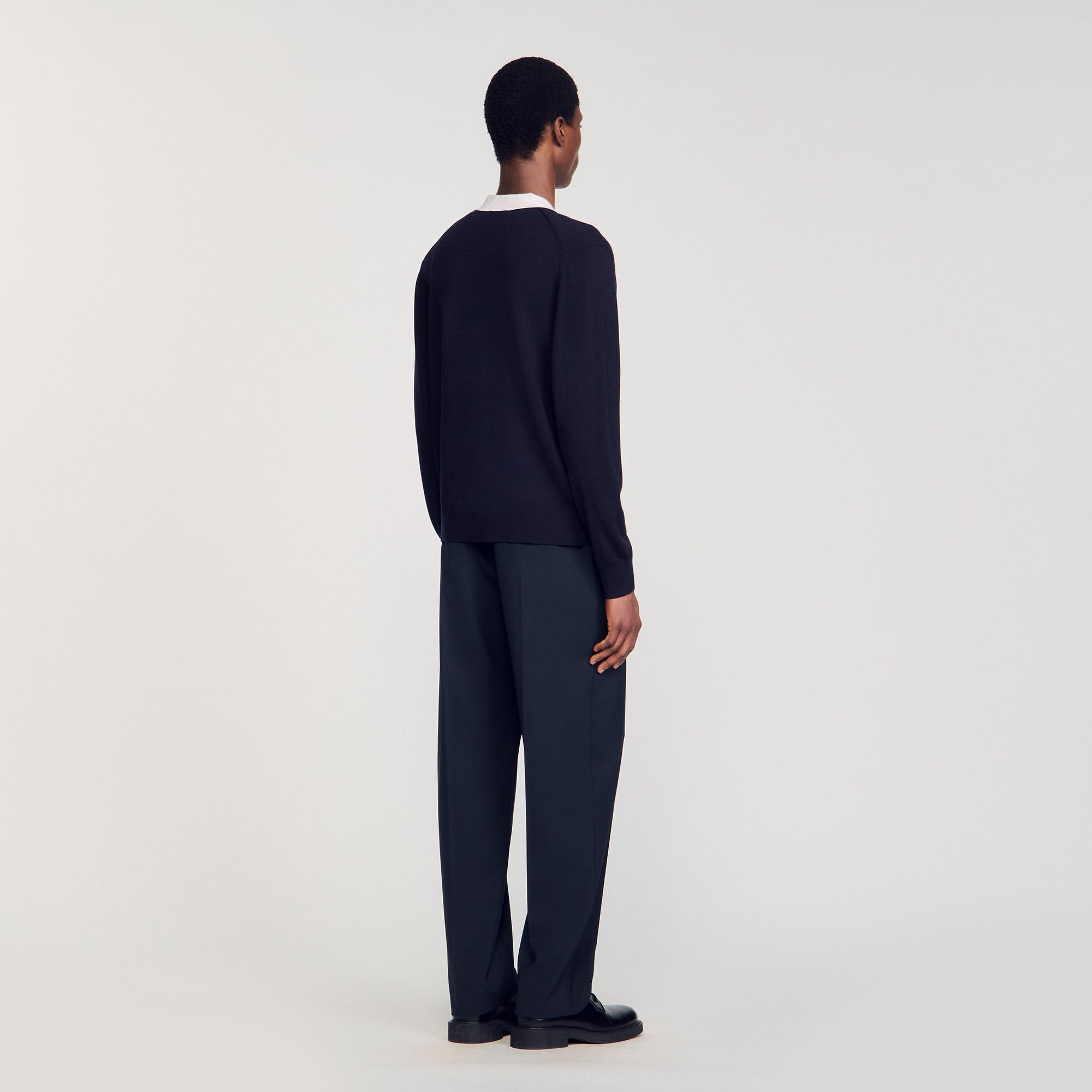 Cardigan with patches Navy Blue Sandro Men