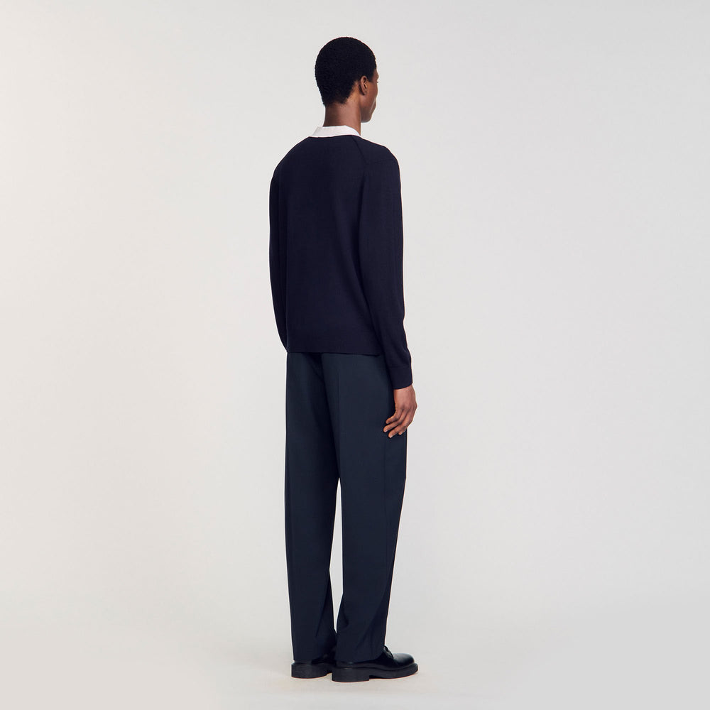 Cardigan with patches Navy Blue Sandro Men