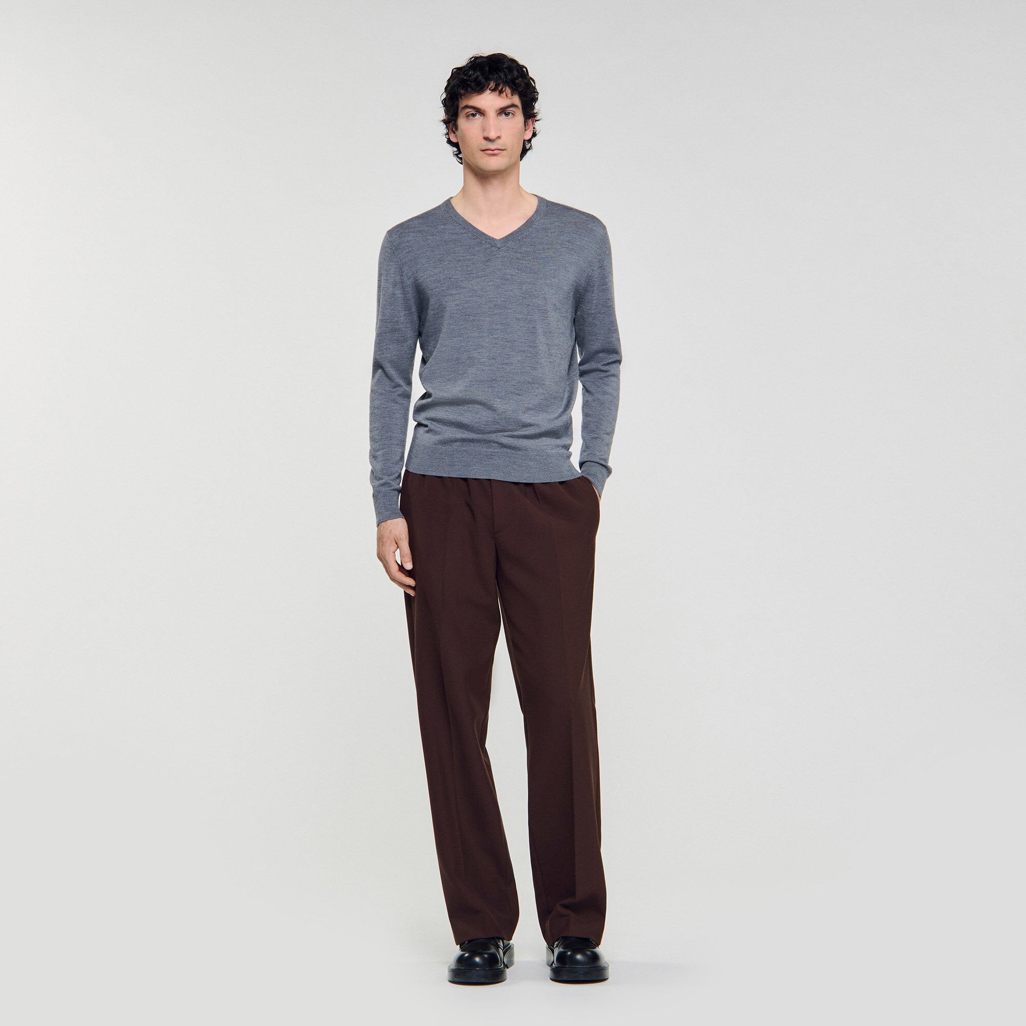 Fine wool sweater Light Grey Chine Sandro Men