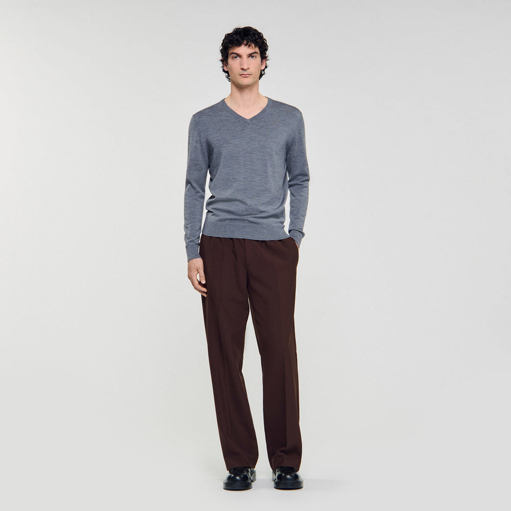 Fine wool sweater Light Grey Chine Sandro Men