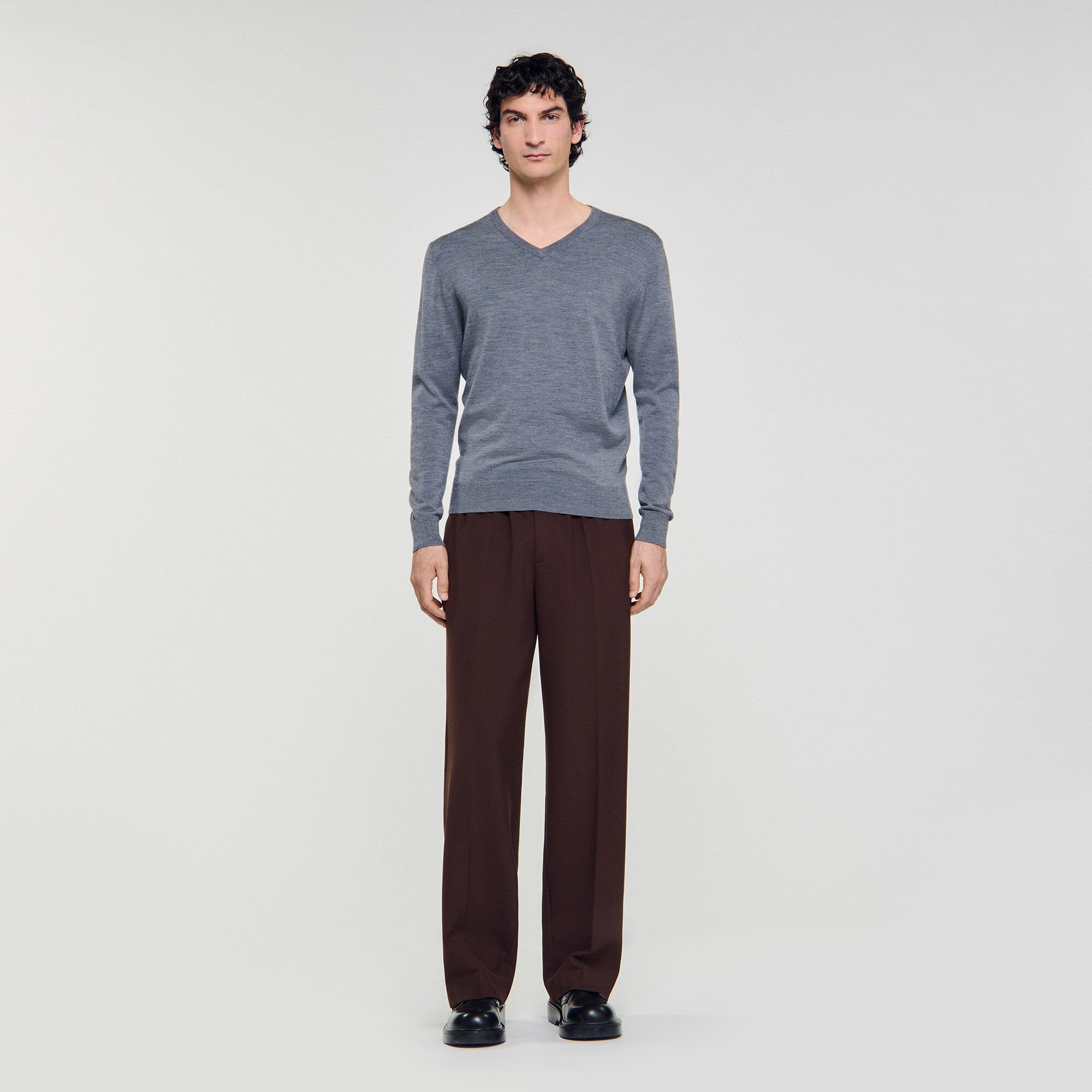 Fine wool sweater Light Grey Chine Sandro Men