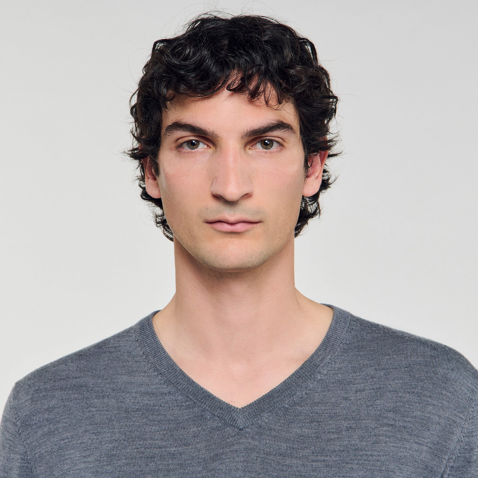 Fine wool sweater Light Grey Chine Sandro Men