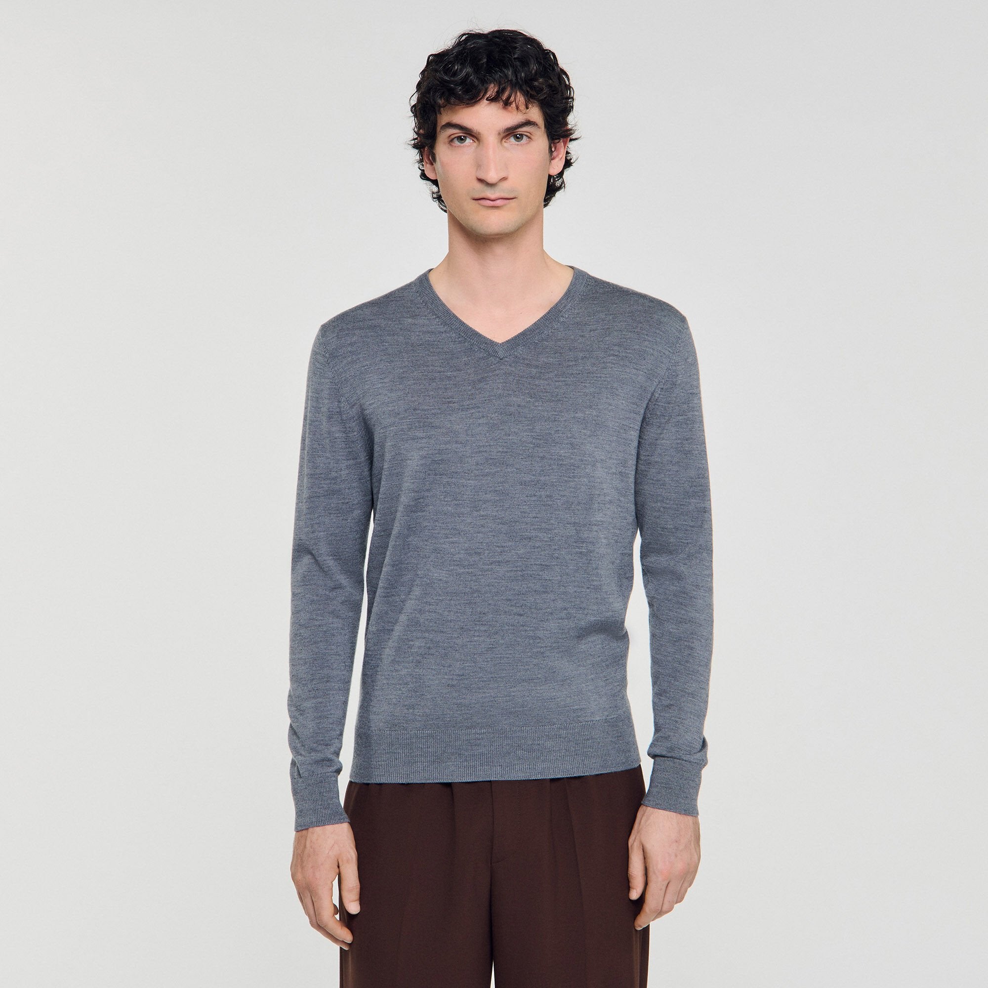 Fine wool sweater Light Grey Chine Sandro Men