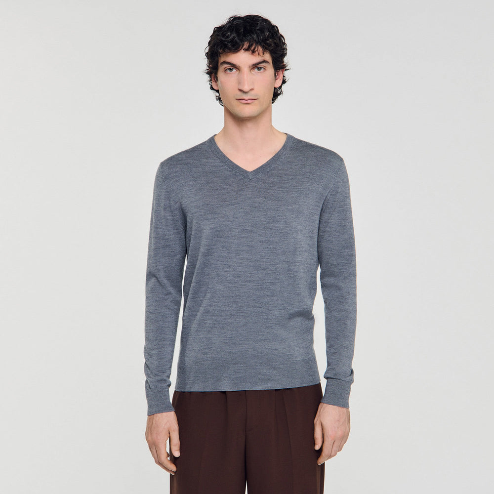 Fine wool sweater Light Grey Chine Sandro Men