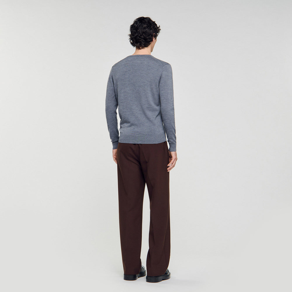 Fine wool sweater Light Grey Chine Sandro Men
