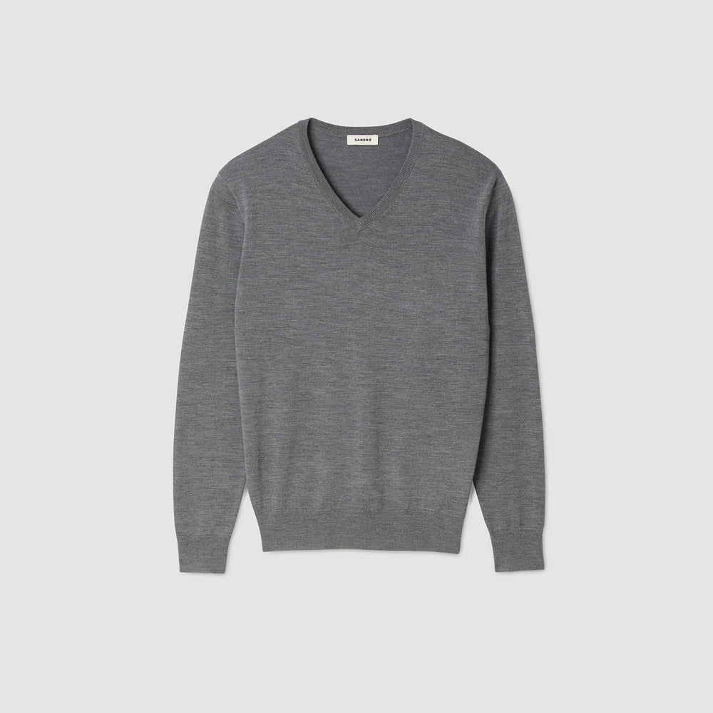 Fine wool sweater Light Grey Chine Sandro Men