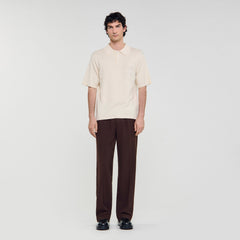 Polo with rope embroidery Butter Cream Sandro Men