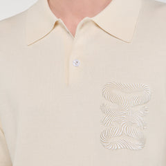 Polo with rope embroidery Butter Cream Sandro Men