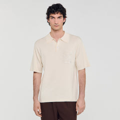 Polo with rope embroidery Butter Cream Sandro Men