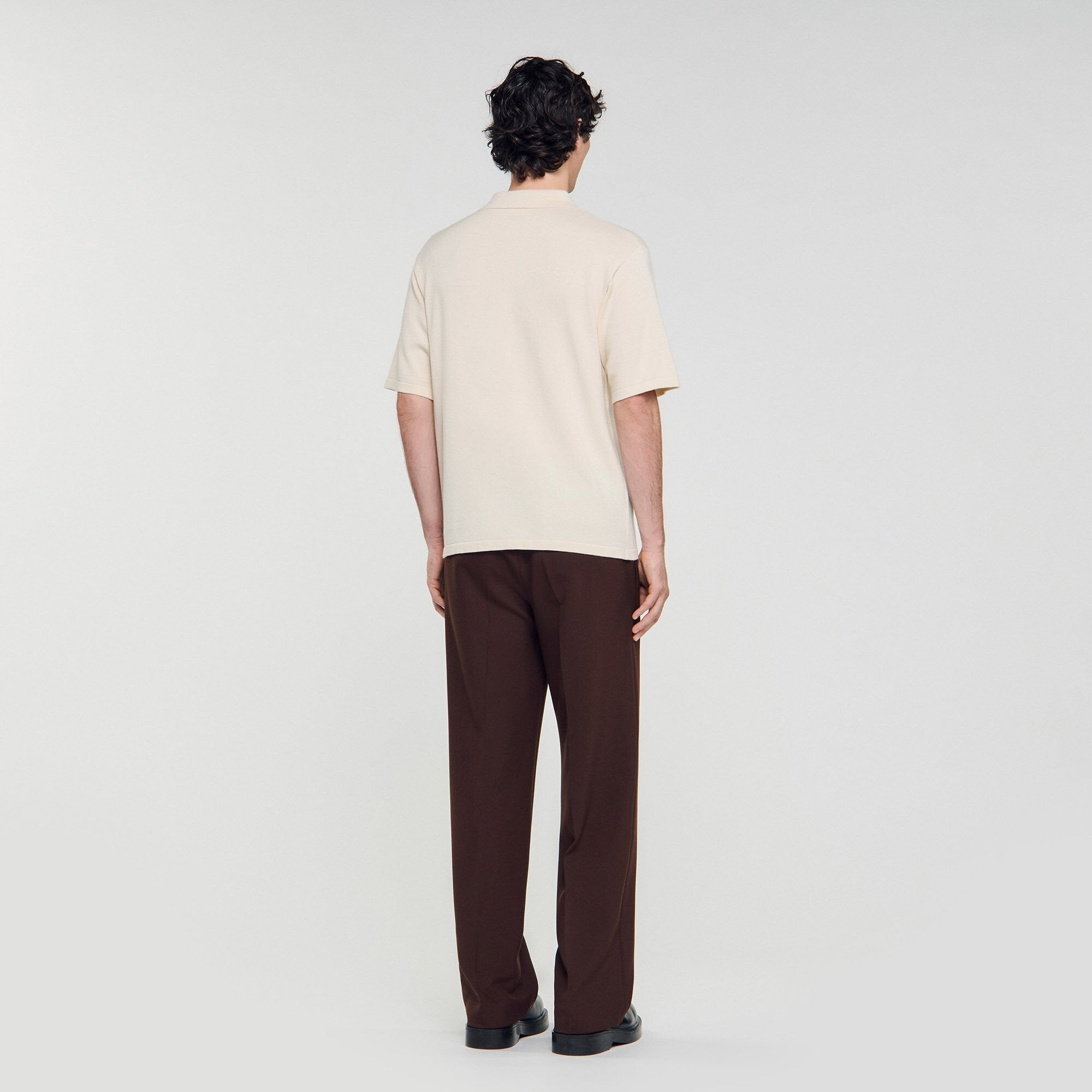 Polo with rope embroidery Butter Cream Sandro Men