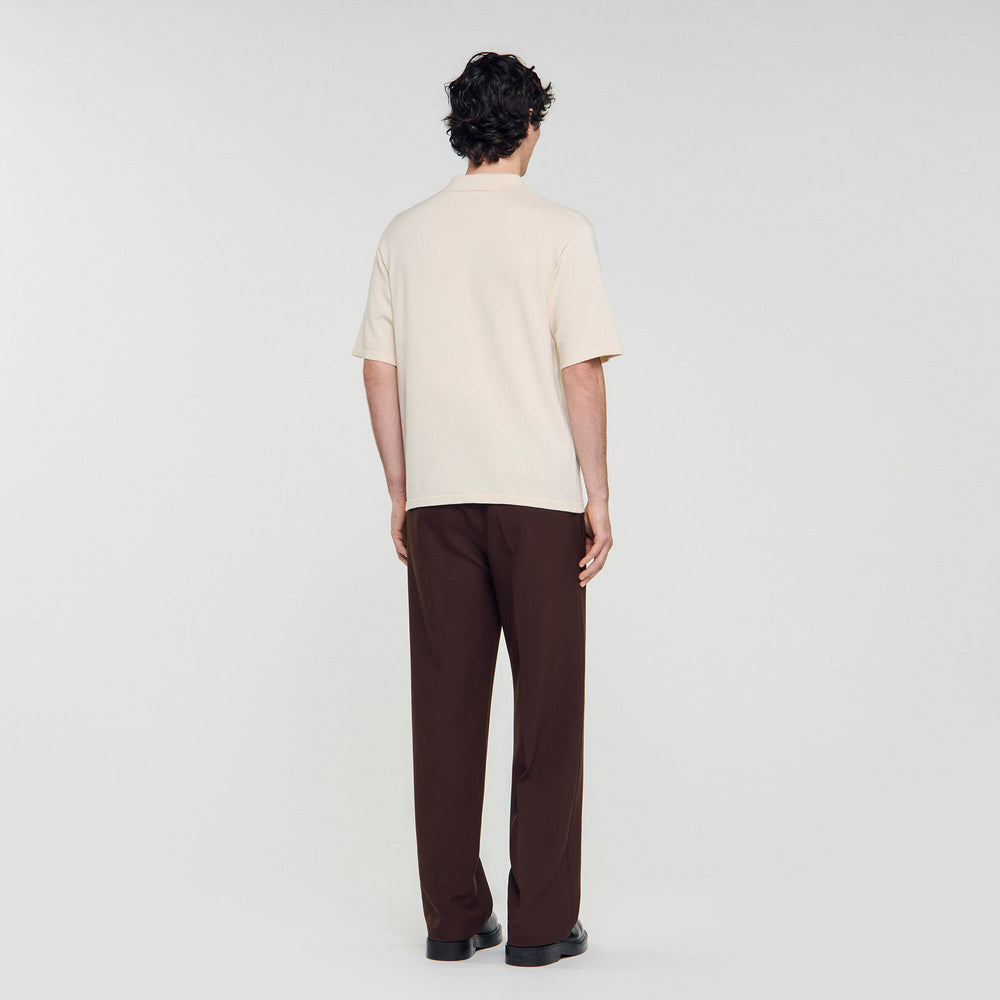 Polo with rope embroidery Butter Cream Sandro Men
