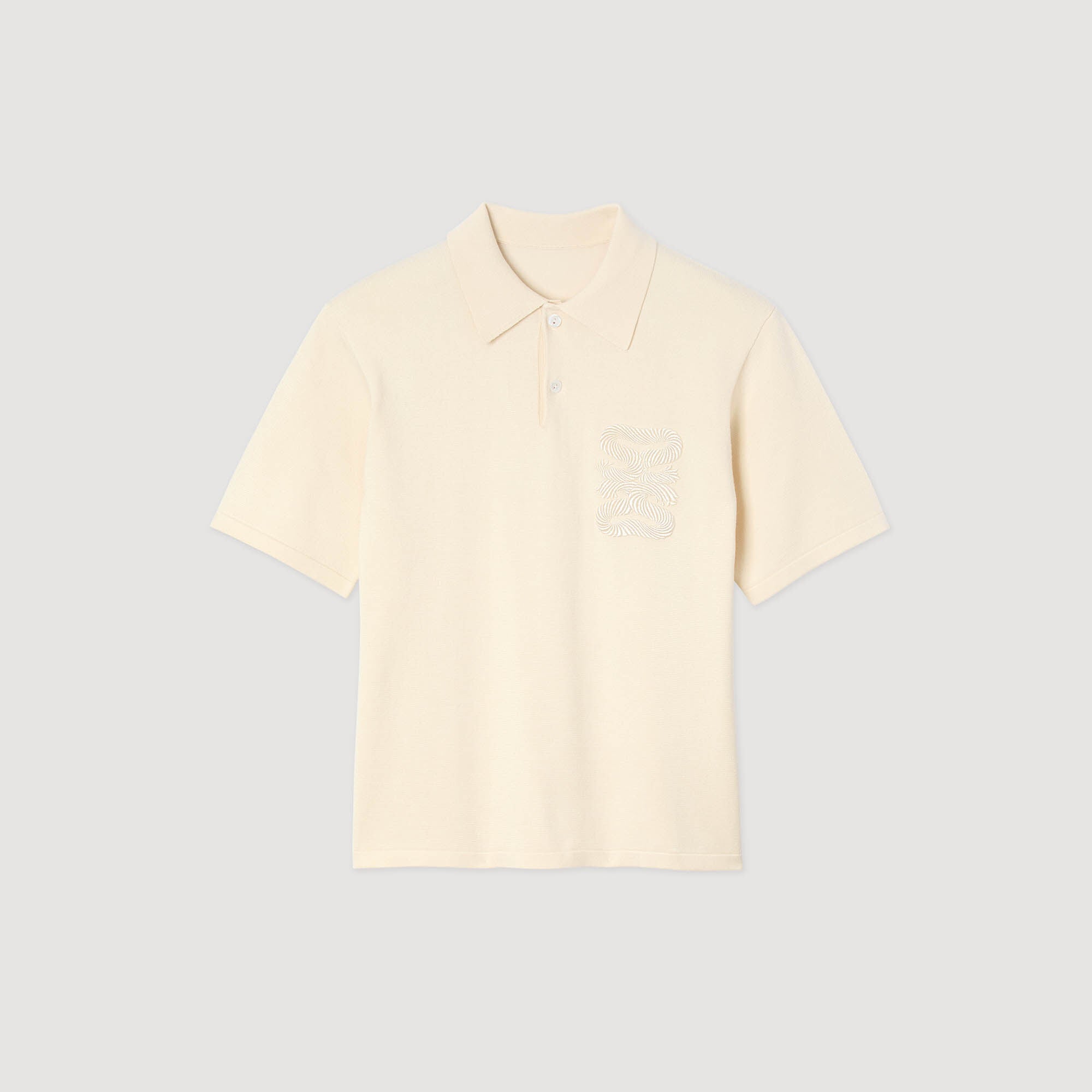 Polo with rope embroidery Butter Cream Sandro Men