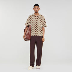 Rope jacquard cardigan shirt Butter Cream Sandro Men