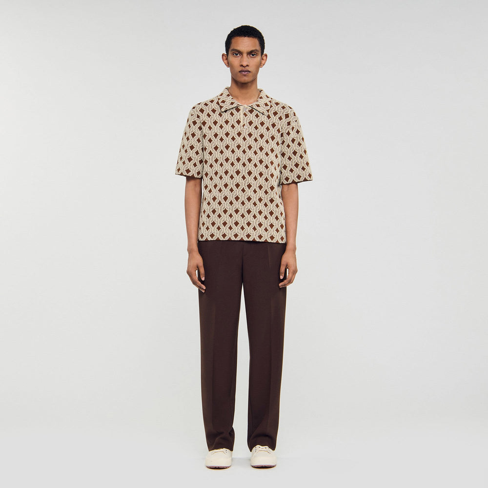 Rope jacquard cardigan shirt Butter Cream Sandro Men