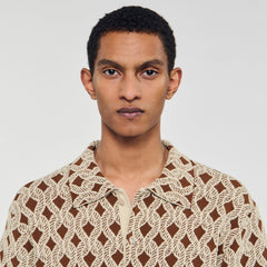 Rope jacquard cardigan shirt Butter Cream Sandro Men