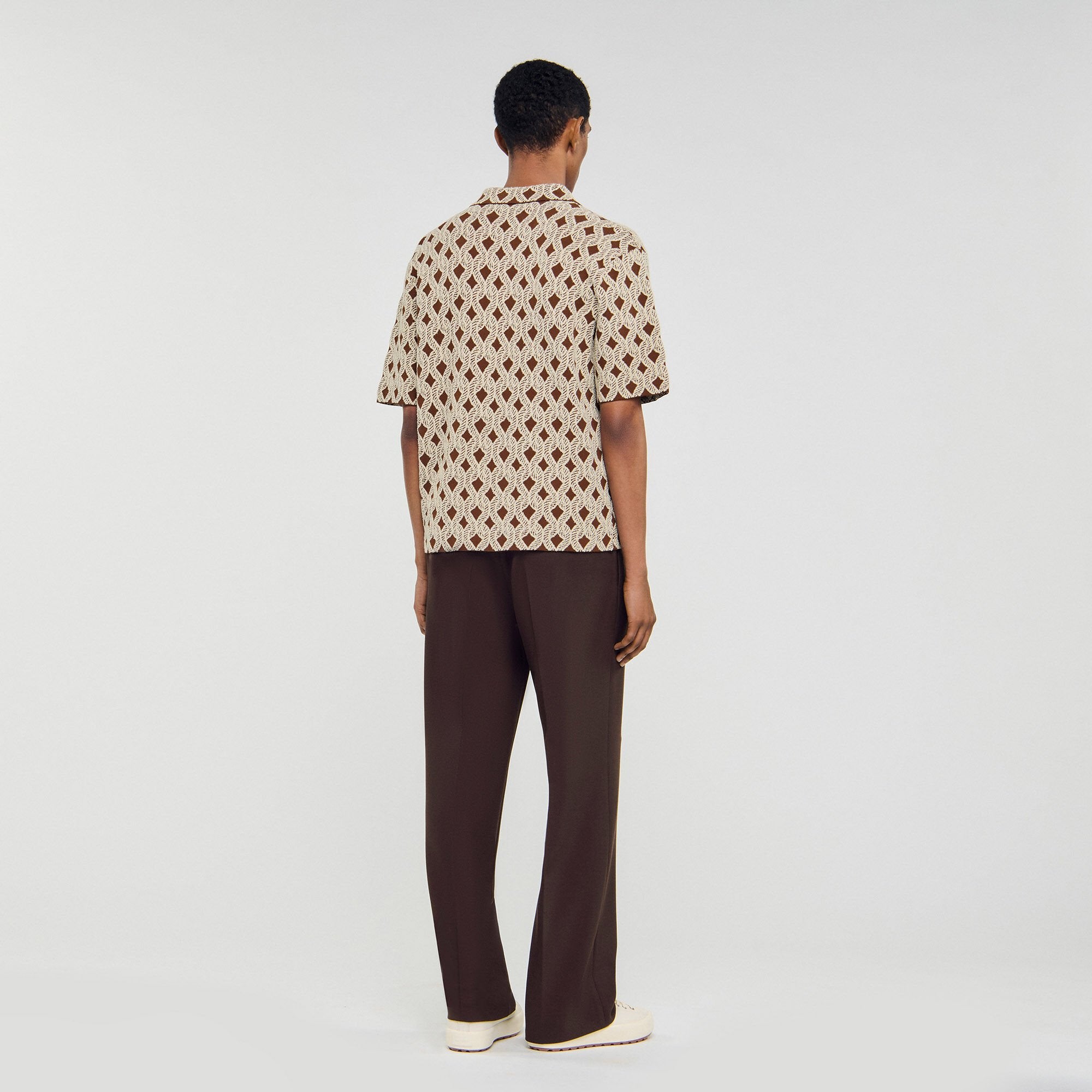 Rope jacquard cardigan shirt Butter Cream Sandro Men