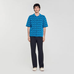 Rope jacquard cardigan shirt Turquoise Sandro Men