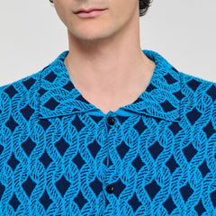 Rope jacquard cardigan shirt Turquoise Sandro Men