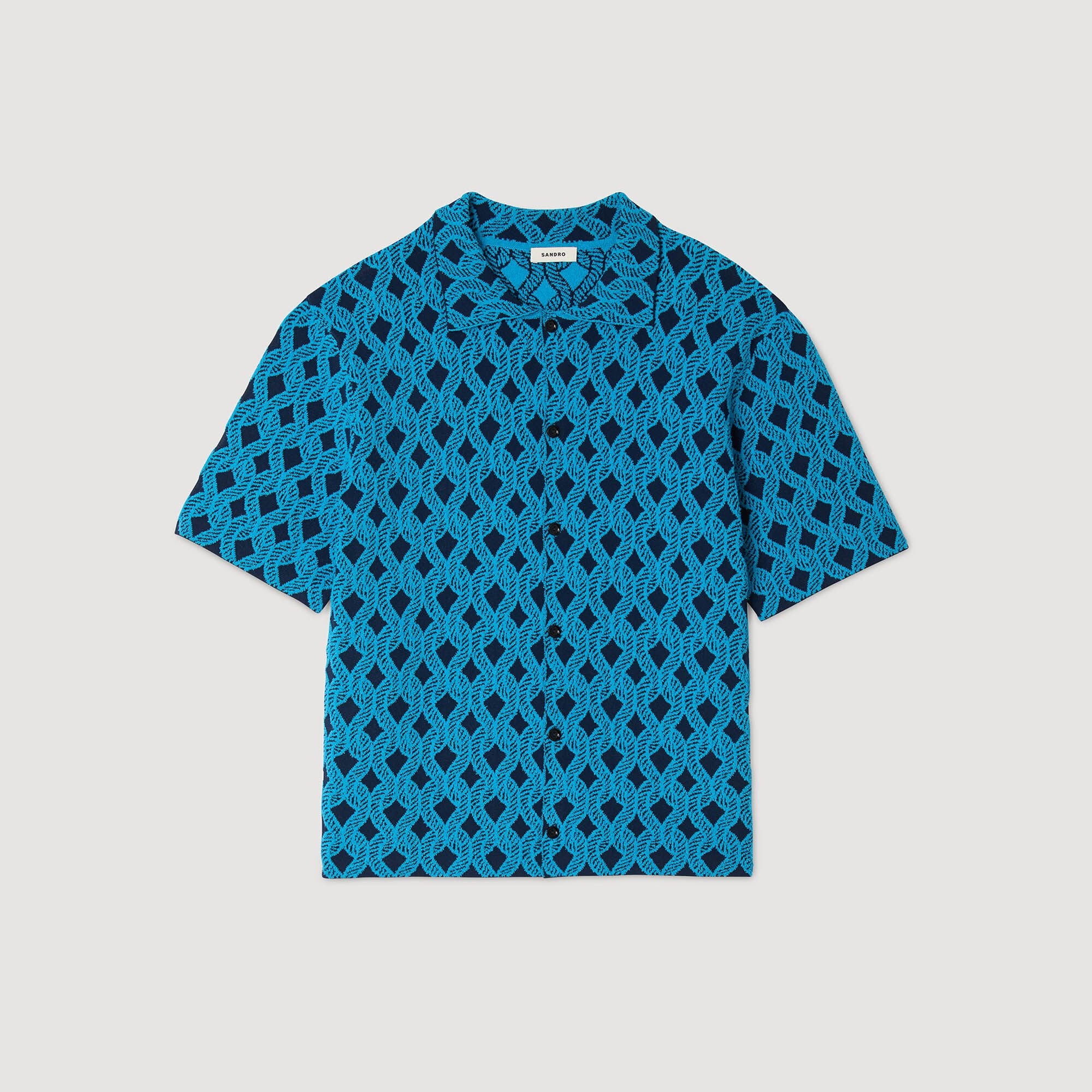 Rope jacquard cardigan shirt Turquoise Sandro Men