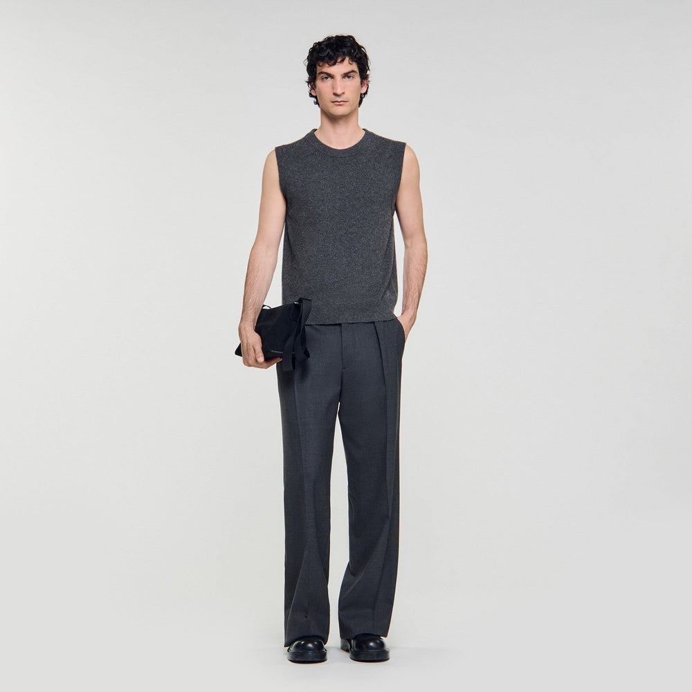 Cashmere sweater vest Heather Charcoal Sandro Men