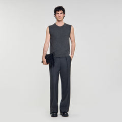 Cashmere sweater vest Heather Charcoal Sandro Men