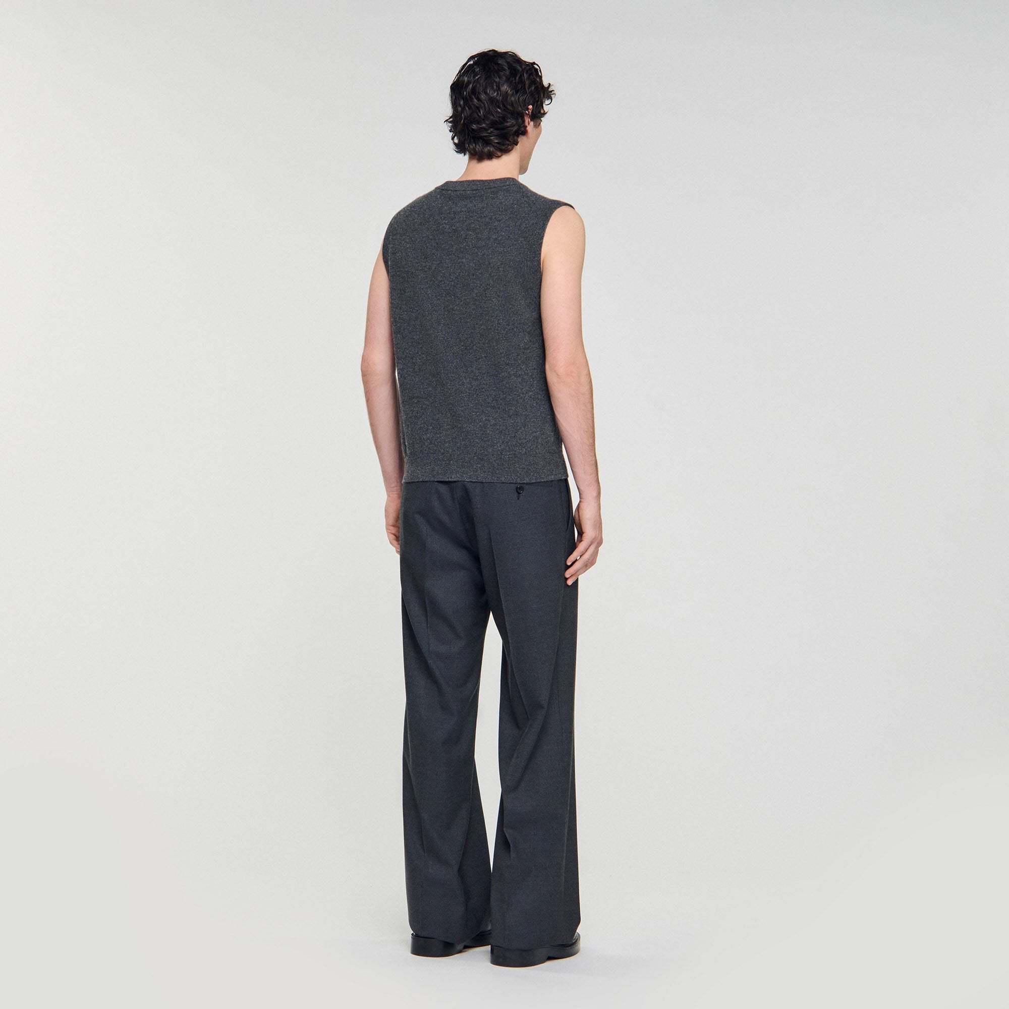 Cashmere sweater vest Heather Charcoal Sandro Men