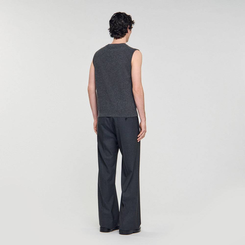Cashmere sweater vest Heather Charcoal Sandro Men