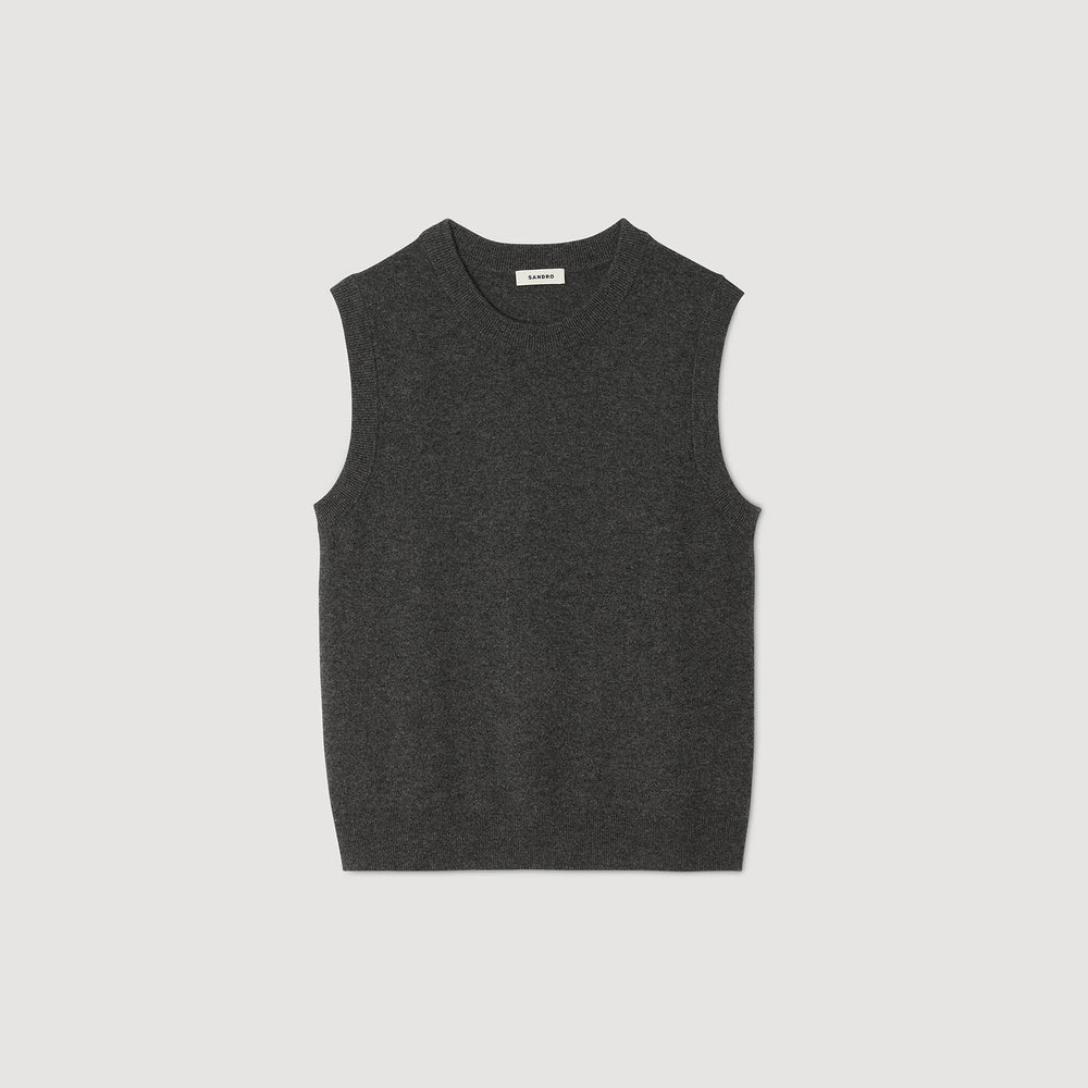 Cashmere sweater vest Heather Charcoal Sandro Men