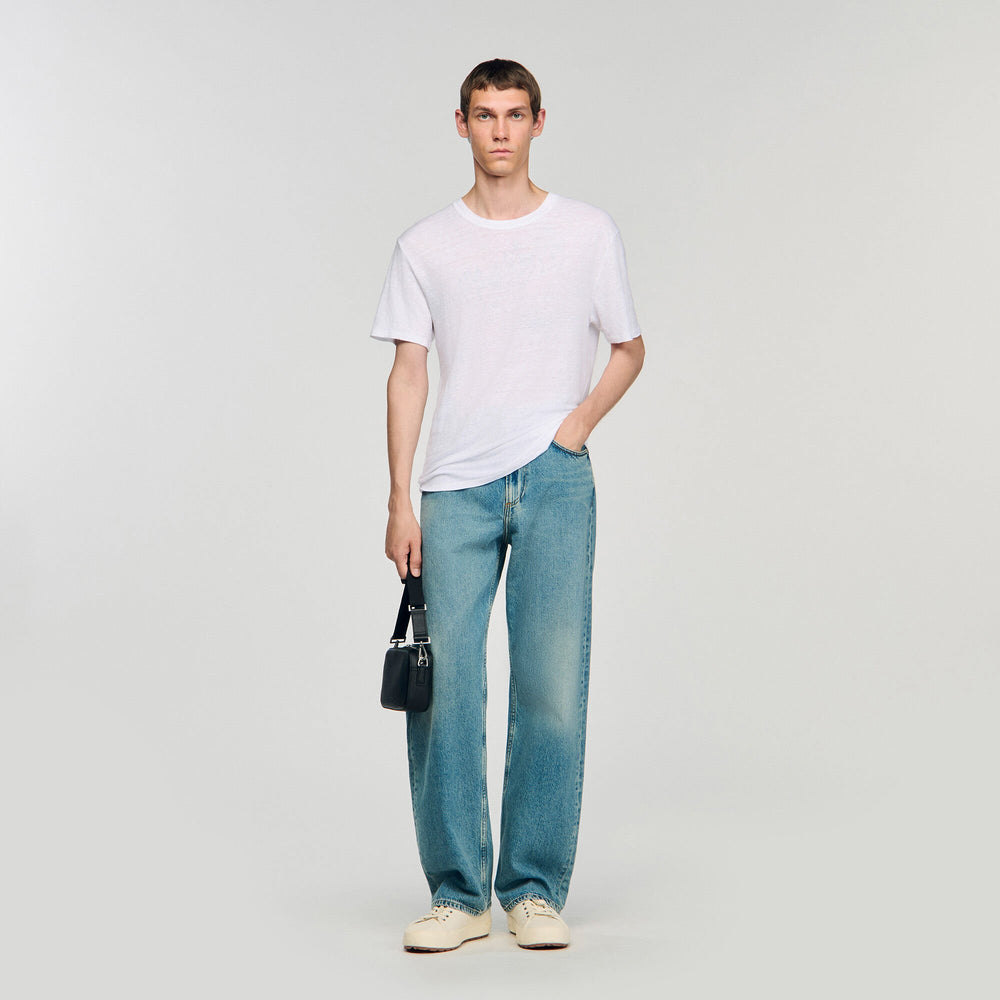 Certified linen T-shirt White Sandro Men