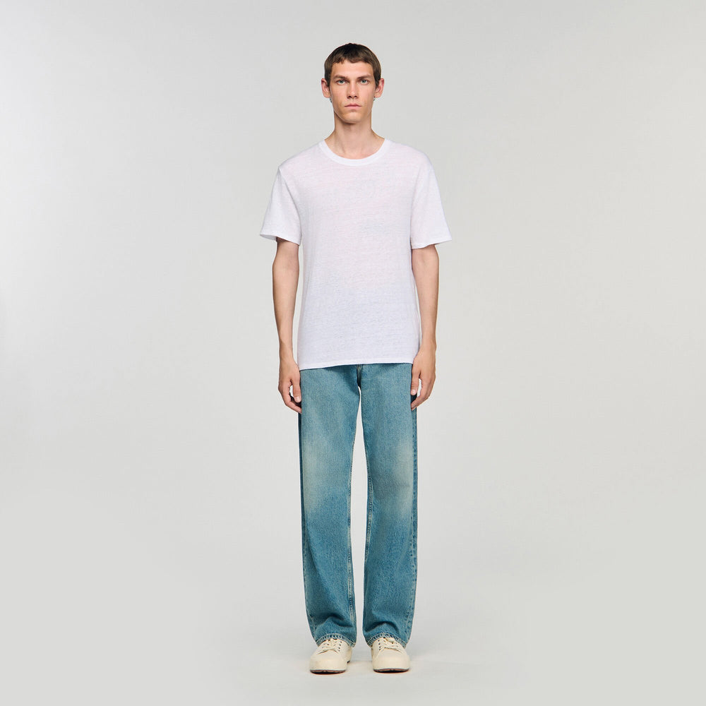 Certified linen T-shirt White Sandro Men