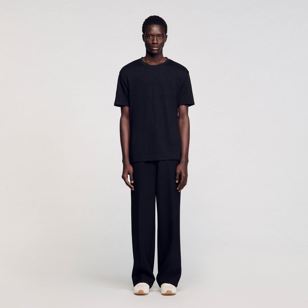 Certified linen T-shirt Black Sandro Men