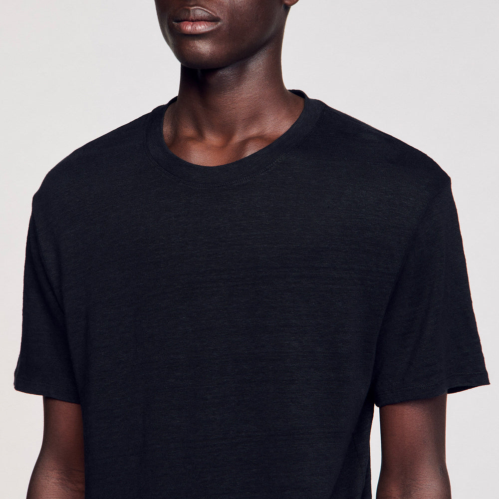 Certified linen T-shirt Black Sandro Men