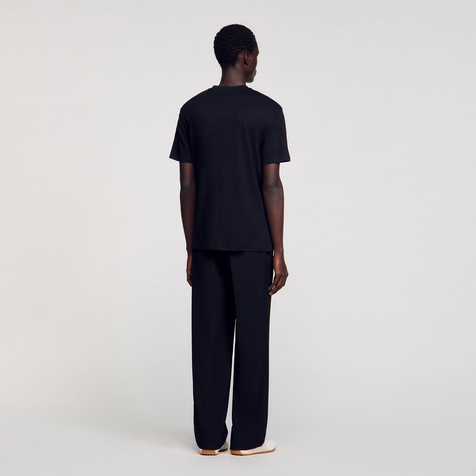 Certified linen T-shirt Black Sandro Men