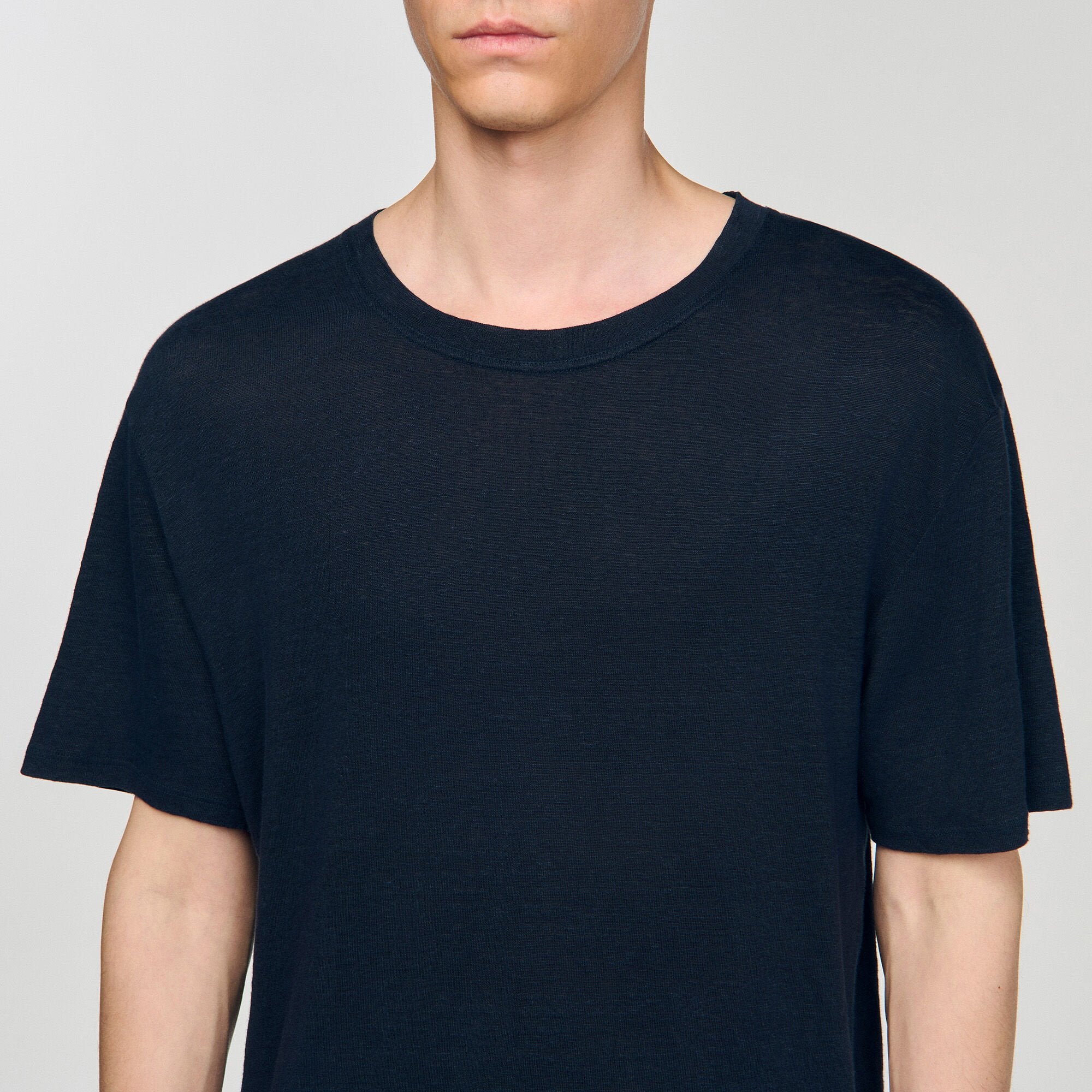 Certified linen T-shirt Navy Blue Sandro Men