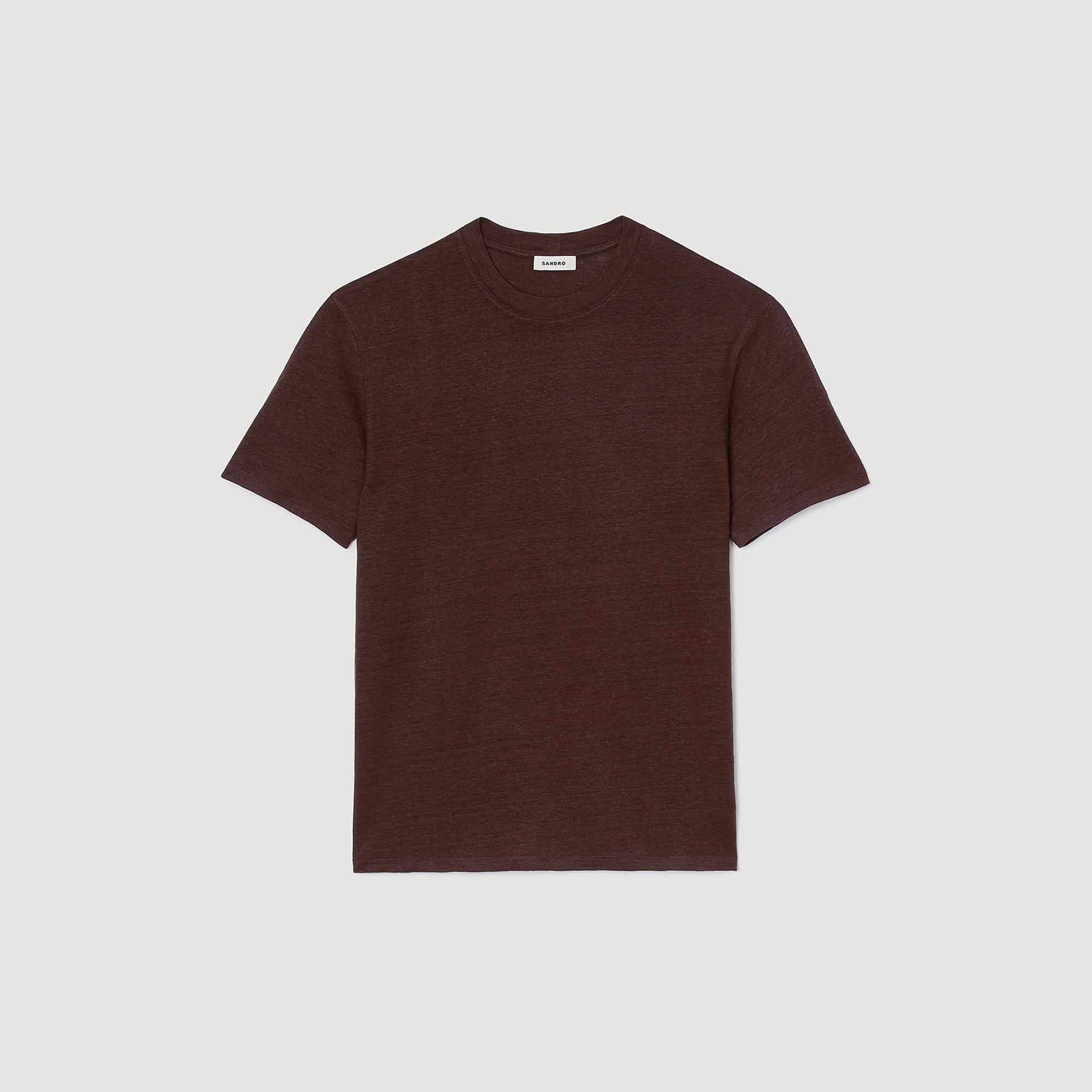 Certified linen T-shirt Moka. Sandro Men