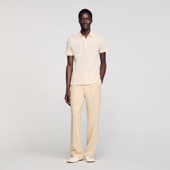 Linen polo shirt Ivory. Sandro Men
